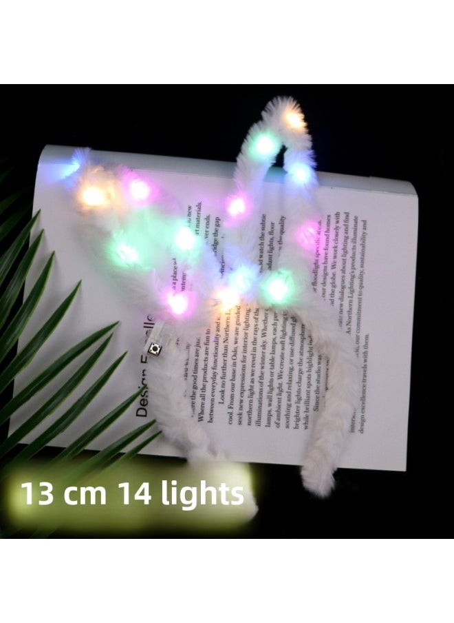 Generic - Cute Luminous Plush Rabbit Ears Headband 14 Light Girl Flash Headband Push Scan Code Small Gift Party Activities-Specifications:14 Lamp Plush Rabbit Ears Rose Red - Image 1