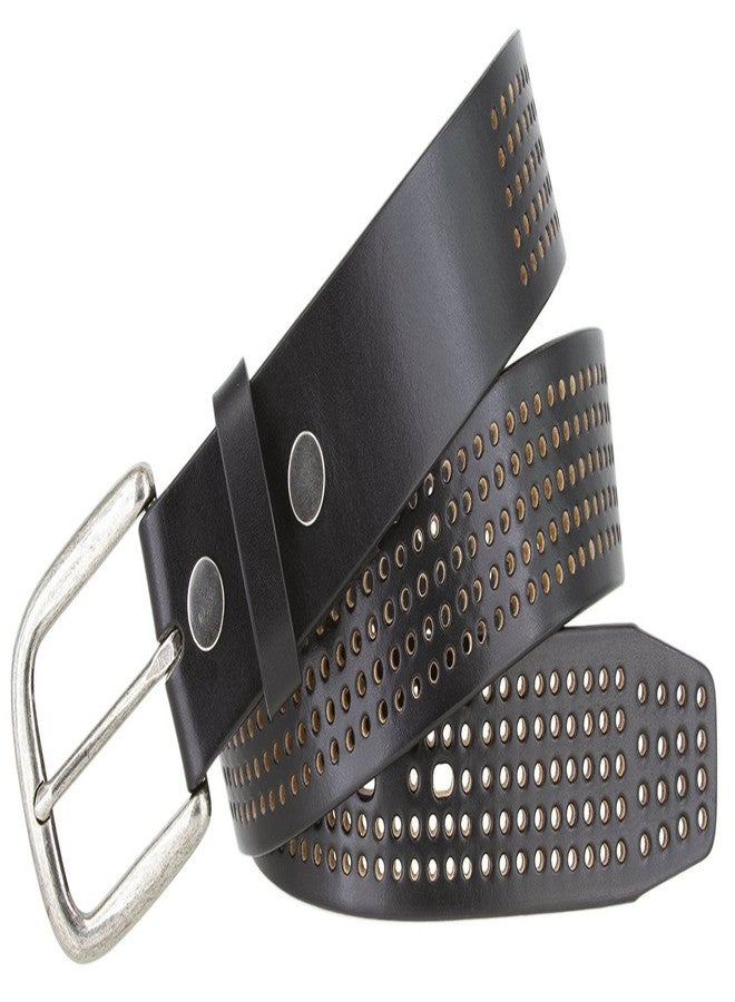 بيلتس.كوم حزام جينز كاجوال من الجلد الطبيعي 100% مثقب من بارك هيلز، عرضه 1.5 بوصة (36، أسود) - Image 2