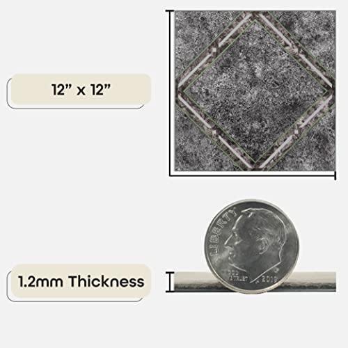 Achim بلاط فينيل ذاتي اللصق 12 بوصة من نكسوس، 20 بلاطة - 12" × 12"، نمط الماس الرخامي المعدني - قشر و ألصق، أرضيات افعلها بنفسك للمطبخ، غرفة الطعام، غرف النوم والحمامات من أتشيم هوم ديكور - Image 3