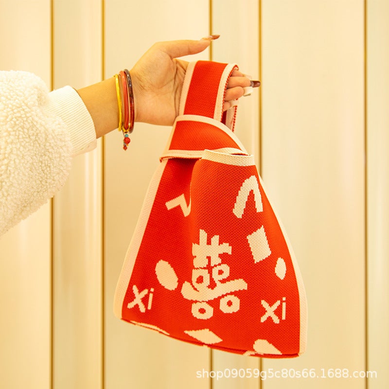 Wedding Accompanying Gift Bag Fashion Tote Bag Large Capacity Handbag Bucket Bag Korean Internet Popular Fly-Woven Bag Women'S Bag - Image 3