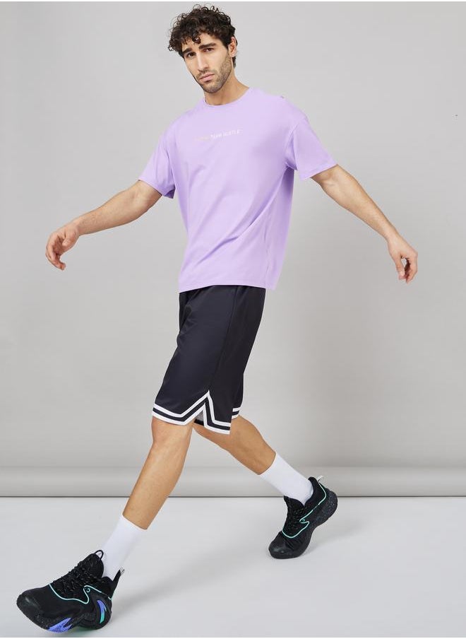 Styli Styli  Basketball Woven Shorts with Tape Hem Detail and Drawstring  - Image 2
