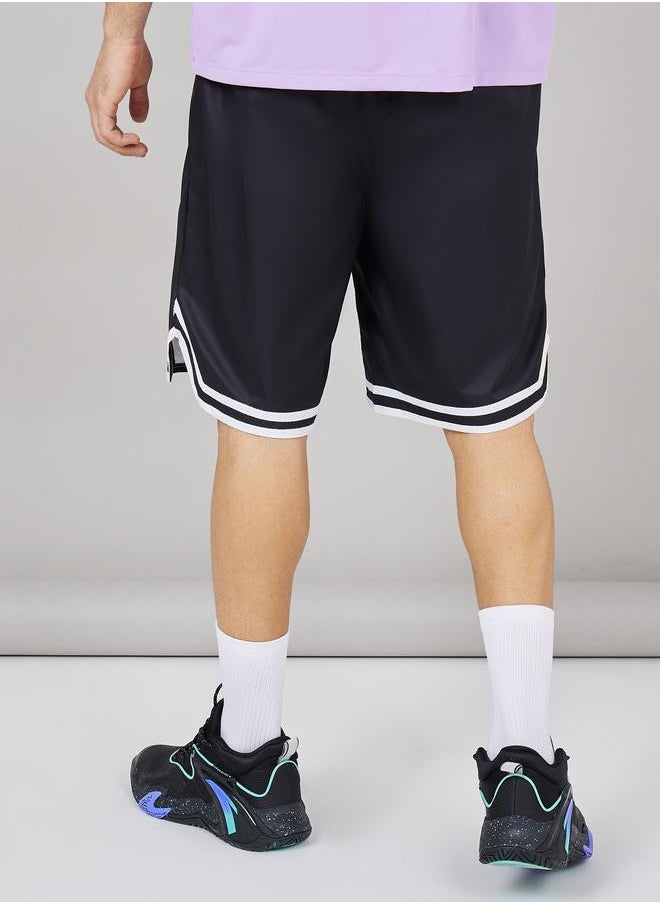 Styli Styli  Basketball Woven Shorts with Tape Hem Detail and Drawstring  - Image 4