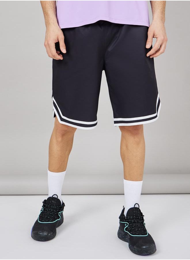 Styli Styli  Basketball Woven Shorts with Tape Hem Detail and Drawstring  - Image 1