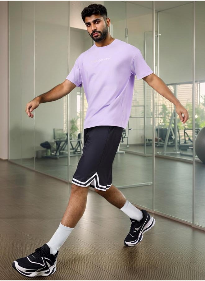 Styli Styli  Basketball Woven Shorts with Tape Hem Detail and Drawstring  - Image 5