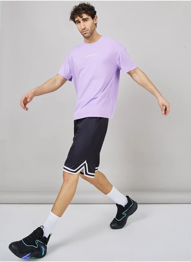 Styli Basketball Woven Shorts with Tape Hem Detail & Drawstring