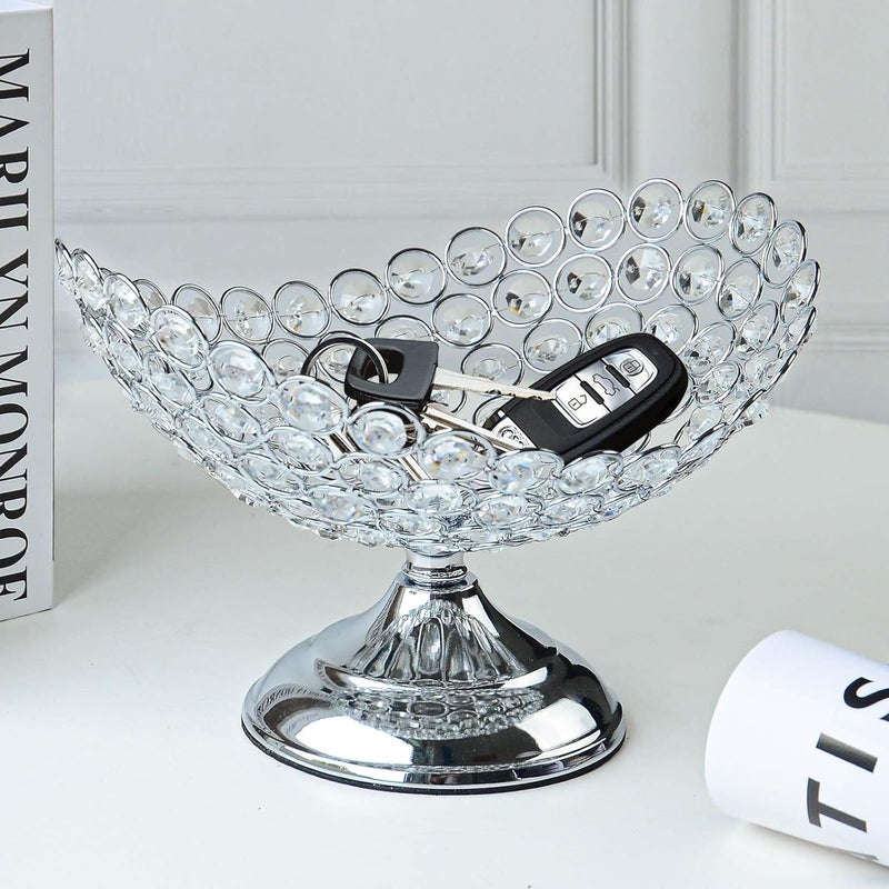 kolnlala Crystal Fruit Bowl Food Bowl for Table CenterpieceSnack Dessert Bowl HolderElegant Crystal Bowl for Party table Silvery Ship type DW001 - Image 3