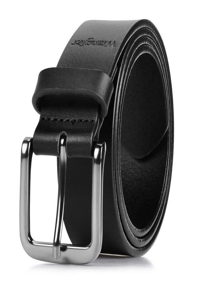Wrangler Men’s Full Grain Genuine Leather 35mm Thick Casual Belt for Jeans, Pants - Black, 38 - Image 1