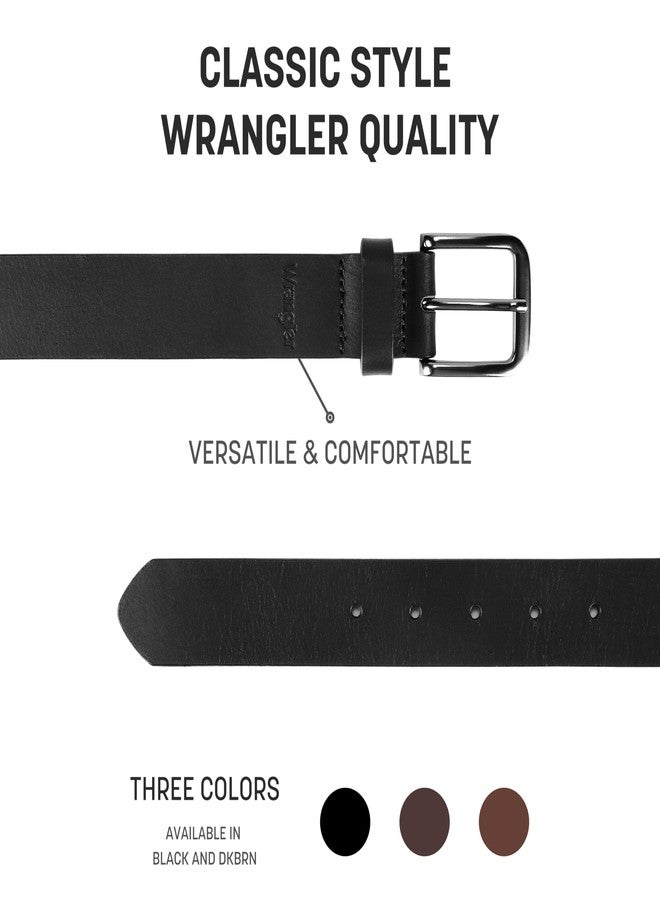 Wrangler Men’s Full Grain Genuine Leather 35mm Thick Casual Belt for Jeans, Pants - Black, 38 - Image 2