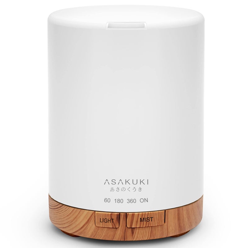 ASAKUKI 300ML Essential Oil Diffuser, Quiet 5-in-1 Premium Humidifier, Home Fragrance Aroma Diffuser with 7 LED Color Changing Light and Auto-Off Switch -Light Brown - Image 1