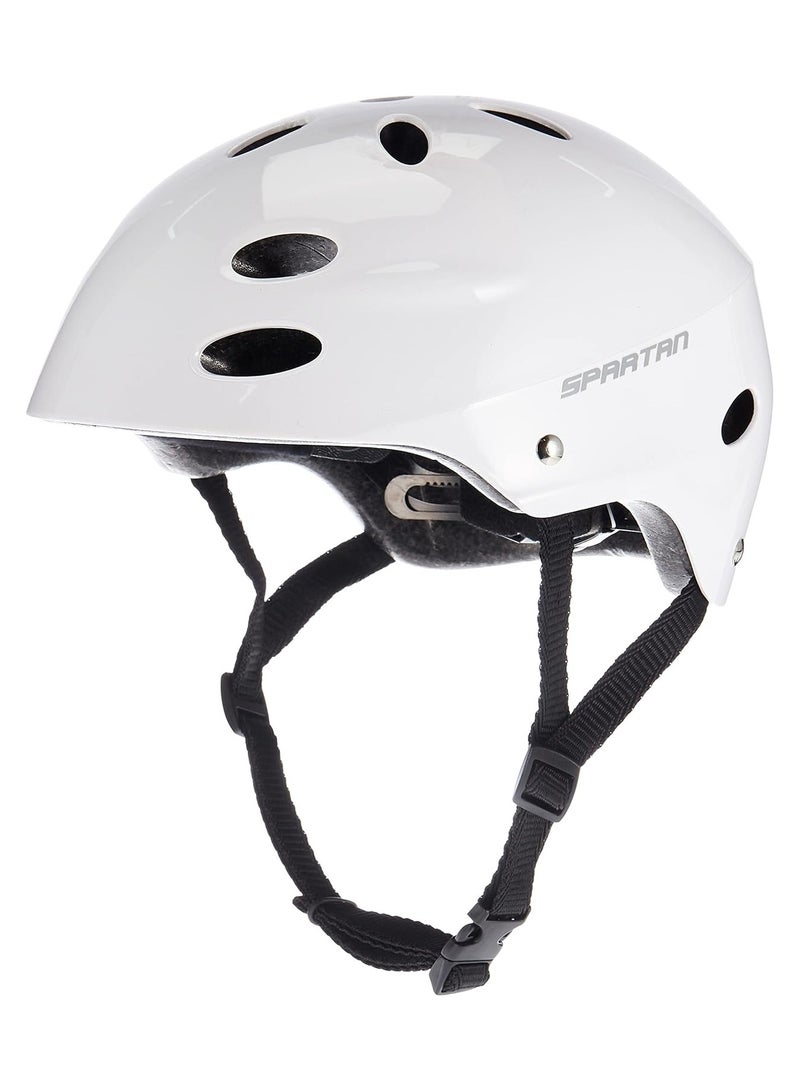 Spartan Adult Helmet Lightweight Construction with Ventilation, Adjustable Strap Fit System, Impact-Resistant ABS Outer Shell with EPS Foam Core, Protective Cycling Helmet, White, Size Large 58-62cm | SP-HL-9002 - Image 1