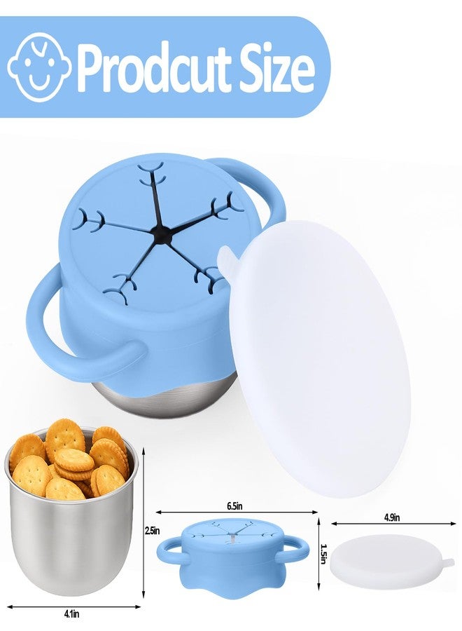 بوسوها BUSOHA عبوة من قطعتين من أكواب الوجبات الخفيفة المصنوعة من الفولاذ المقاوم للصدأ للأطفال الصغار - حاويات وجبات خفيفة للأطفال مقاومة للانسكاب سعة 12 أونصة مع غطاء وغطاء من السيليكون وحاويات وجبات خفيفة للسفر للأطفال من السيليكون الآمن غذائيًا وآمنة للاستخدام في غسالة الأطباق - Image 2