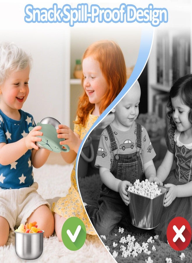 بوسوها BUSOHA عبوة من قطعتين من أكواب الوجبات الخفيفة المصنوعة من الفولاذ المقاوم للصدأ للأطفال الصغار - حاويات وجبات خفيفة للأطفال مقاومة للانسكاب سعة 12 أونصة مع غطاء وغطاء من السيليكون وحاويات وجبات خفيفة للسفر للأطفال من السيليكون الآمن غذائيًا وآمنة للاستخدام في غسالة الأطباق - Image 5