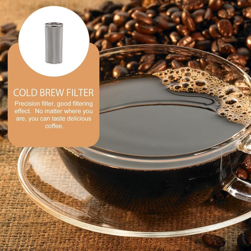 Abaodam Reusable Cold Brew Coffee Filter Tube 8.1x15cm Thickened Stainless Steel Infuser Multi-function Coffee Maker Accessory for Mason Jars and Cold Brew Brewing - Image 4