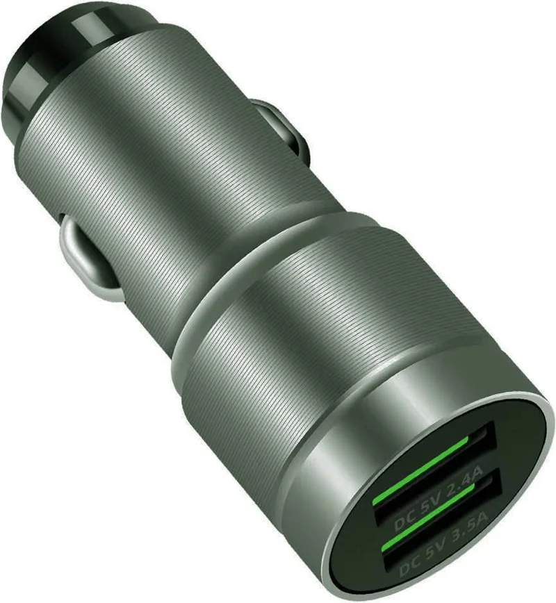 كونكورد C-771 Micro Cable and Metal Head Car Charger Set 2.4A + 3.5A 23W