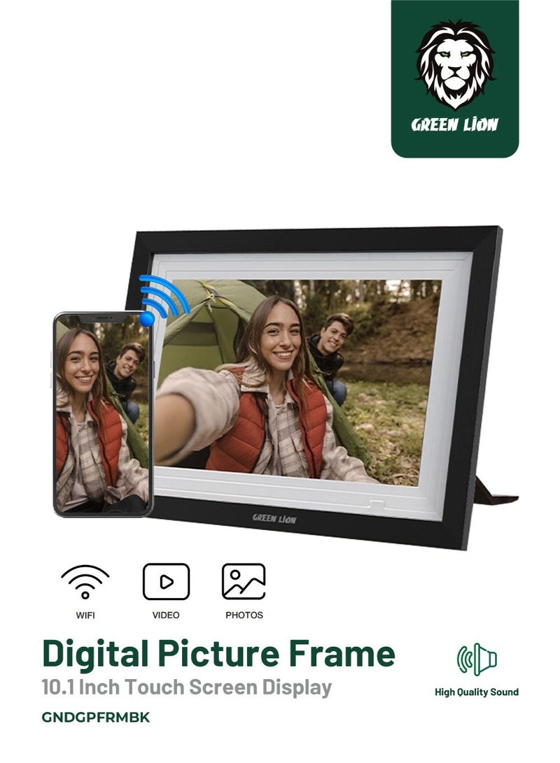 GREEN LION Digital Picture Frame Touch Screen Display 10.1 Inch with 1GB RAM and Wifi Compatibility / JPG / PNG / HEIC / MP4 / 3GP / MOV / Picture and Video Playing / Picture and Video Playing - Black - Image 1