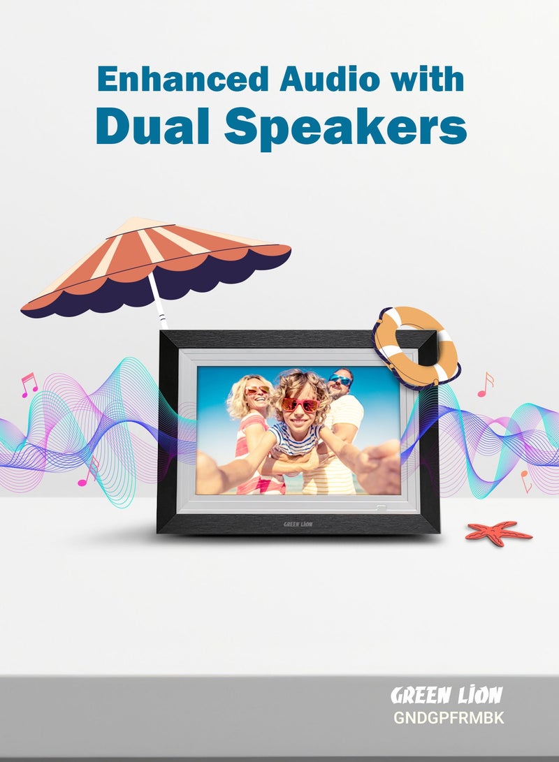 GREEN LION Digital Picture Frame Touch Screen Display 10.1 Inch with 1GB RAM and Wifi Compatibility / JPG / PNG / HEIC / MP4 / 3GP / MOV / Picture and Video Playing / Picture and Video Playing - Black - Image 4