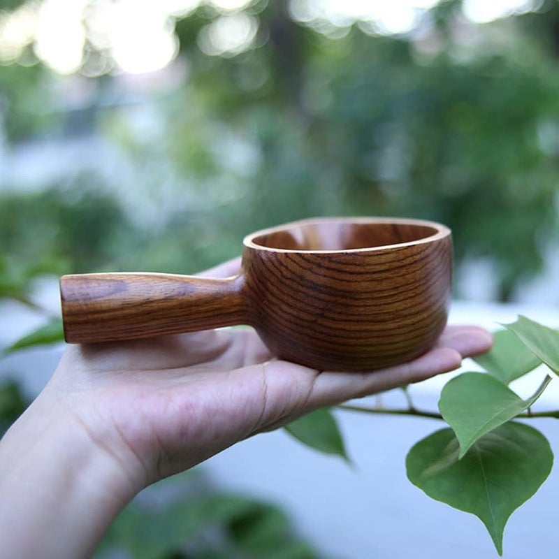 Water Bailer Scoop Wooden Dipper Spoon Bath Rinse Cup Wooden Scoop Ladle Japanese Style Water Ladle Dipper Bath Scoop Cup for Water Sauna Garden Tea Wood Water Scoop Wooden Ladle Rinse Ladle - Image 5