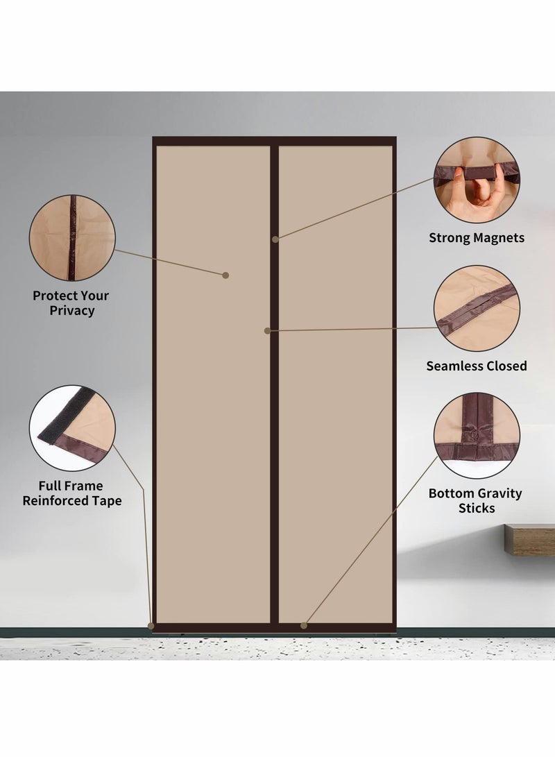 SYOSI Magnetic Insulated Door Curtain, Thermal Door Cover Door Screen Auto Closer Self-Closing Privacy Screen Door for Air Conditioner Room, Patio, Bedroom-Hands Free - Image 3