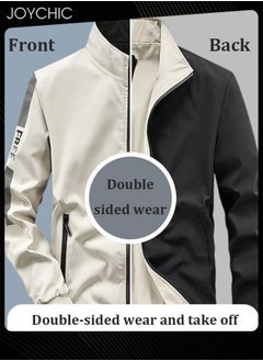 Solid Pattern Spring and Autumn Men Reversible Jacket Hooded Casual Sports Windproof Zipper Coat Outdoor - pzsku/Z7BF9A72523811F7E663BZ/45/_/1730097145/0202fdb8-9e93-4686-a2b5-ea2f4ac3686e