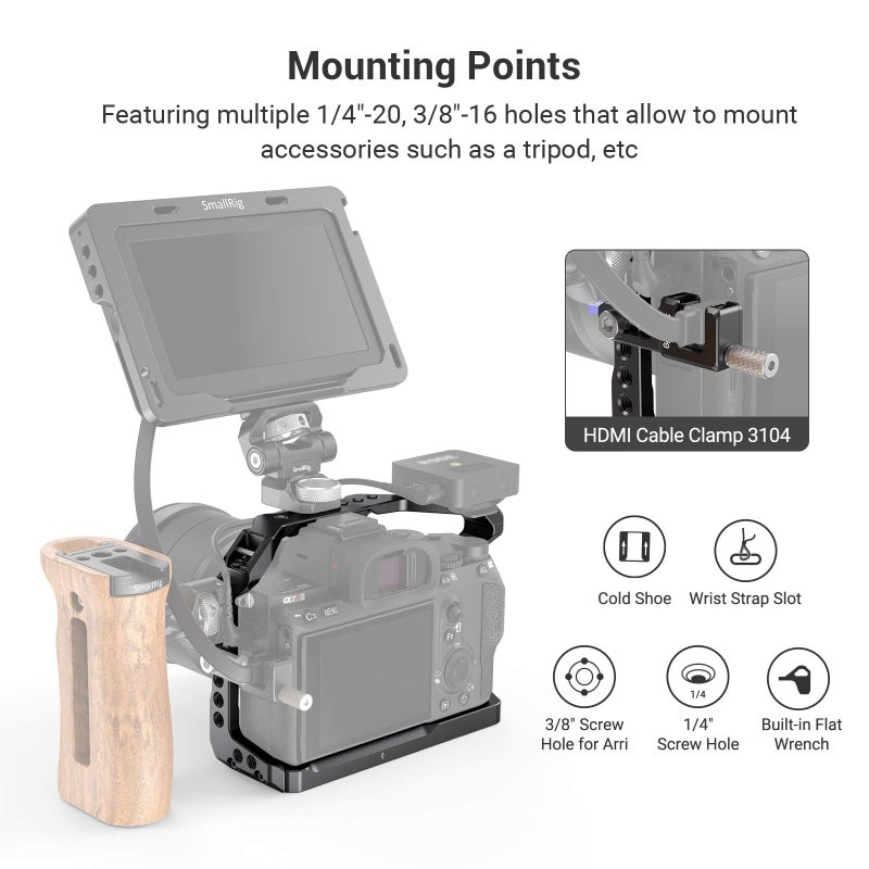 SMALLRIG Light Weight Camera Cage for Sony A7 III / A7R III / A9 Camera - 2918 - Image 5