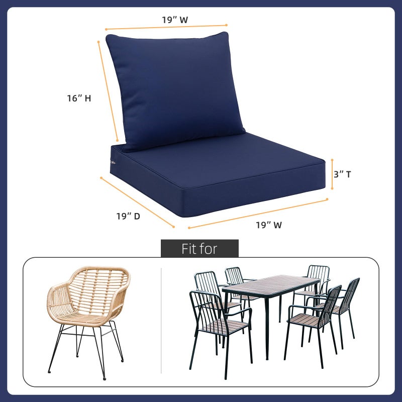Favoyard Outdoor Seat Cushion Set 19 x 19 Inch Waterproof & Fade Resistant Patio Furniture Cushions with Removable Cover Deep Seat & Back Cushion with Tie Straps for Chair Sofa Couch - Image 2