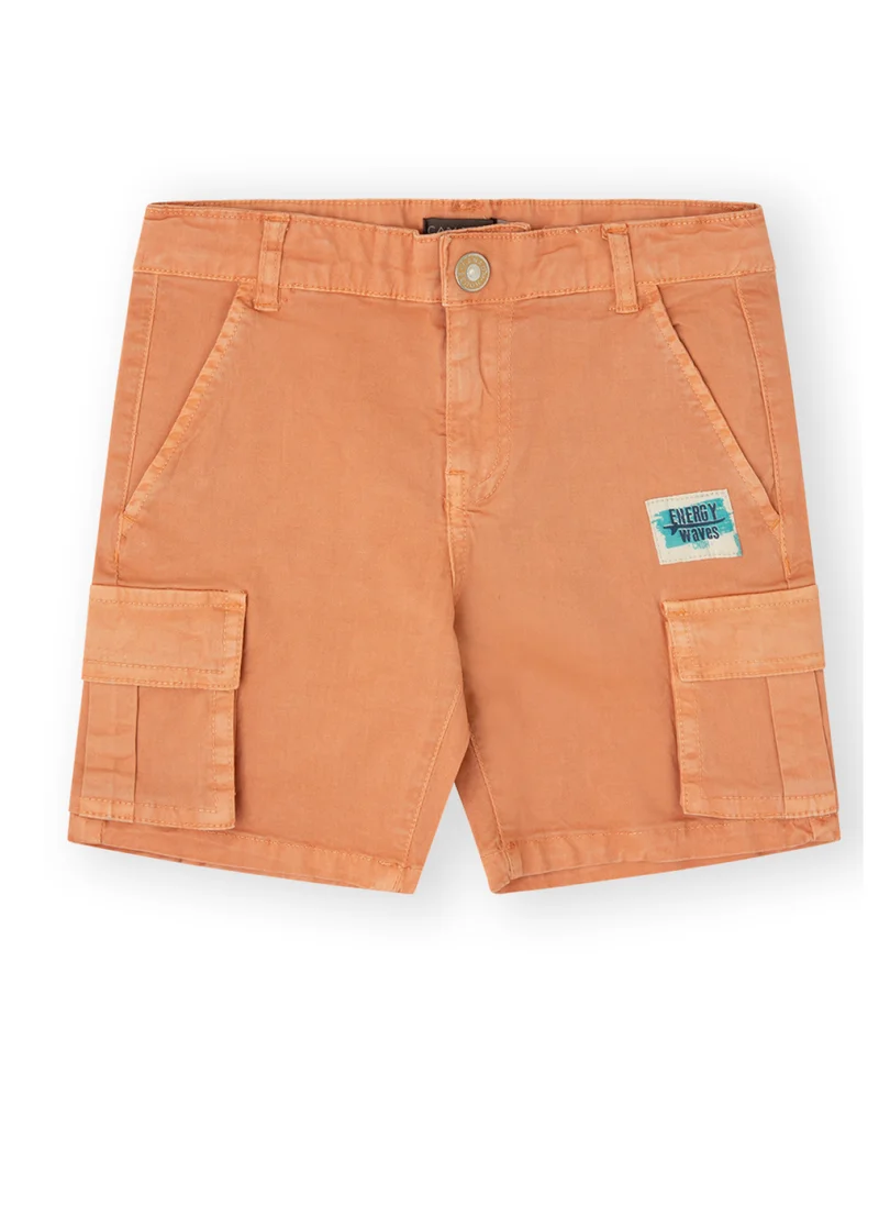 CANADA HOUSE Soft and Comfortable Organic Cotton Orange Twill Cargo Shorts for Boys