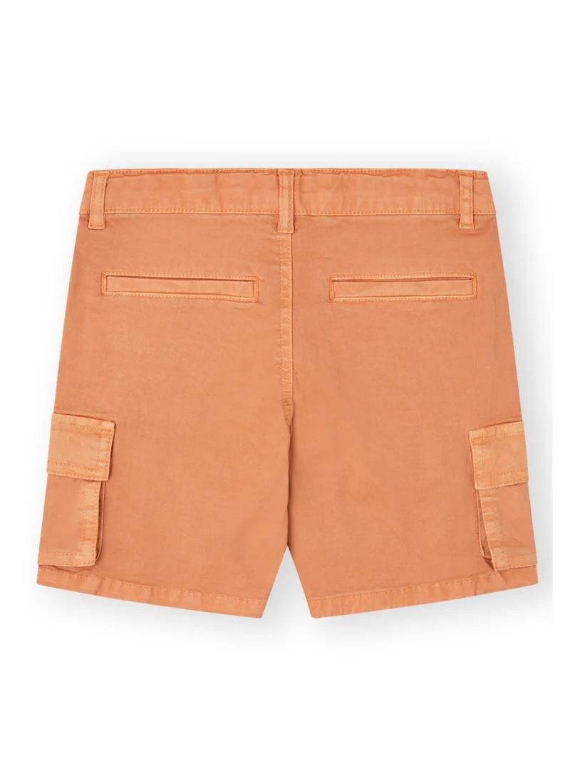 CANADA HOUSE Soft and Comfortable Organic Cotton Orange Twill Cargo Shorts for Boys