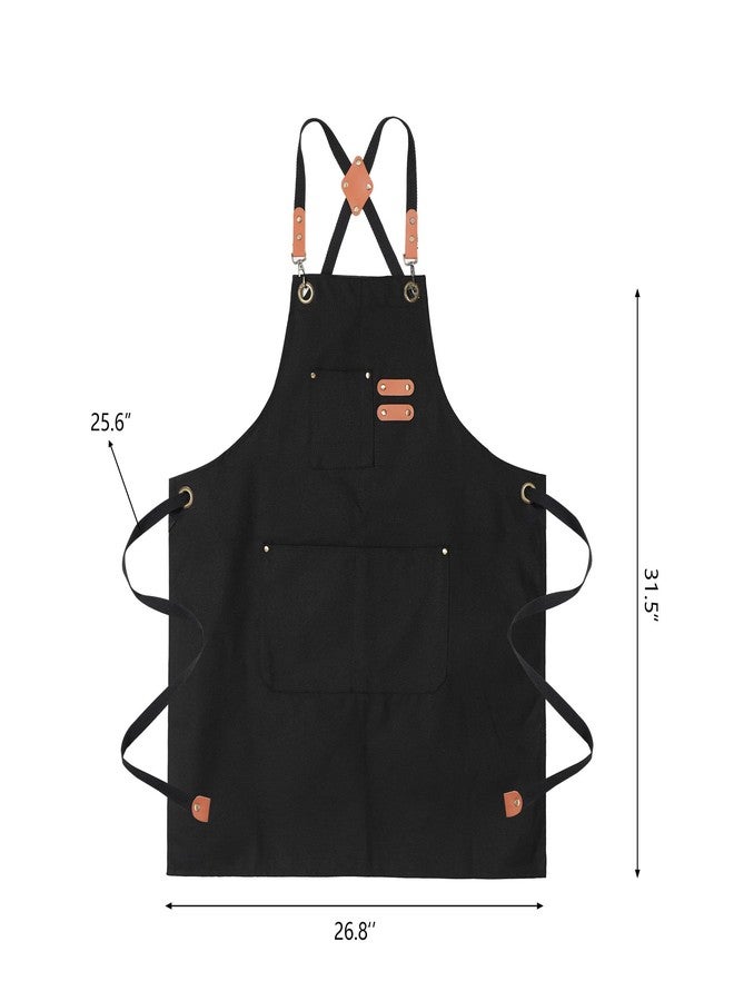 ARBINSON Chef Aprons for Men Canvas Apron with Large Pockets and Adjustable Neck Strap for Cooking,BBQ, Gardening(Black) - Image 3