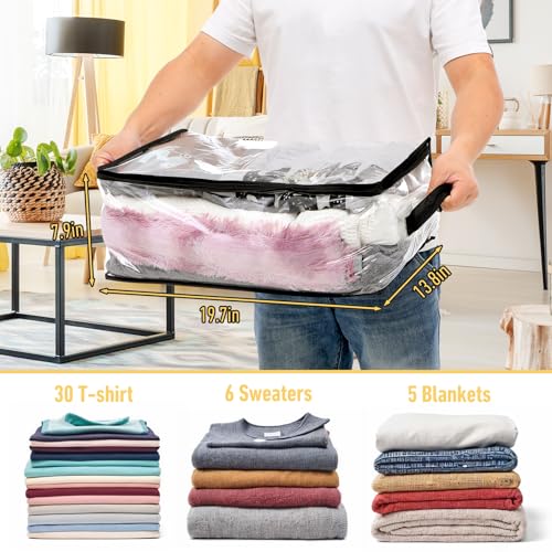 JOUTYFOR 6Pcs Clear Blanket Storage Bags with Zipper Plastic Storage Bags for Closet Clothes Comforter Toys Sweaters Bedding Bed Sheet Organizers 35L 95 Gallons - Image 3