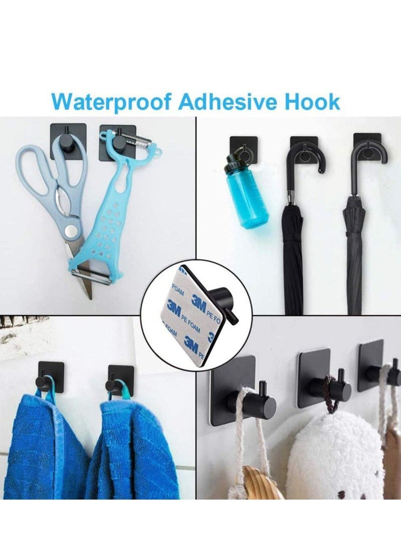 Y&D Towel Bar Set, 5 PCS Bathroom Hardware Set Matte Black Stainless Steel Accessories Rack Round Wall Mounted Include Bar+Toilet Paper Holder+3 Robe Hooks (16")  - Image 3