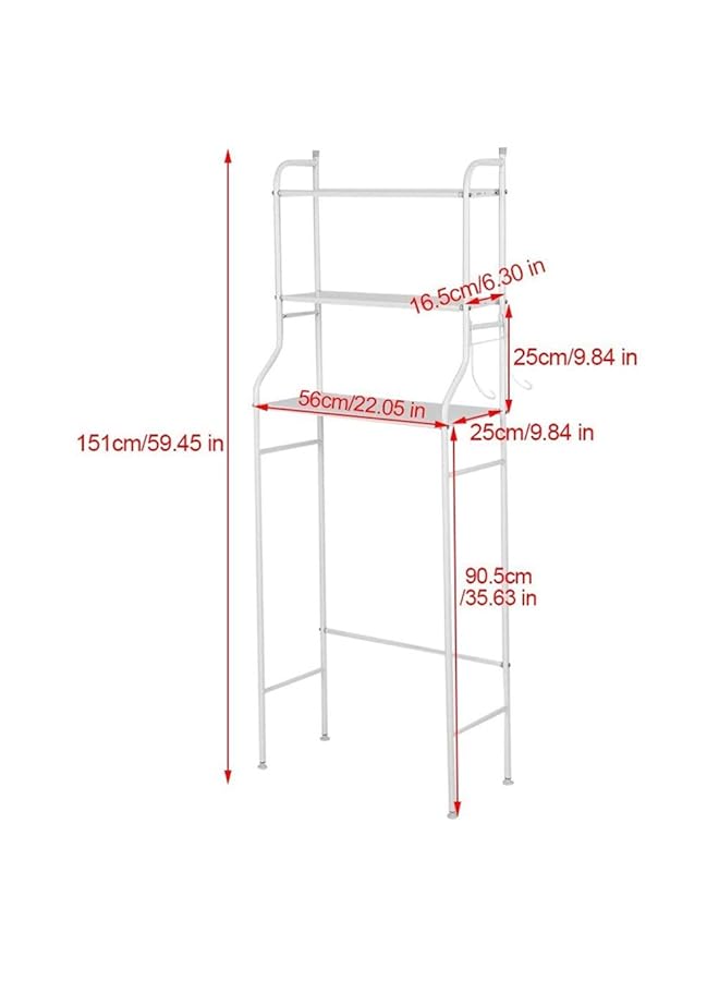 U-HOOME Toilet Bathroom Shelf – 3 Tier Iron Toilet Bathroom Towel Holder Rack Holder Over Bathroom Shelf Organiser Toilet Bathroom Storage Finishing Racks Shelf Washing Machine Unit White - Image 3