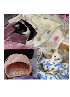 Excefore 3 Pack  Dog Blankets, Super Soft Cute Elephant Pattern Pet Blanket, Flannel Throw Blankets Cozy Blankets for Puppy Dogs Fluffy Cats (Small(23"x16"), Blue/Pink/Yellow)  - Image 2