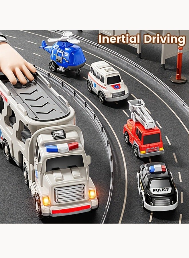 Truck playset Engineering vehicle playset Double Decker Truck Set Toy Theme engineering vehicle set With lights and music - Image 4