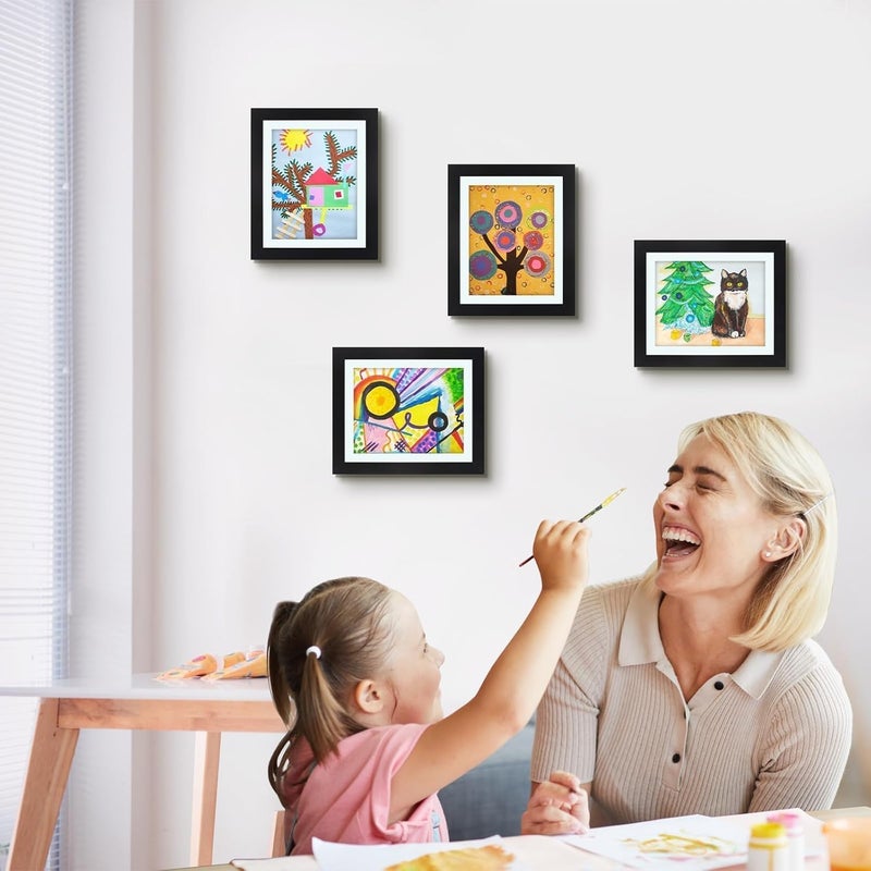 Frametory 2 Pack Magnetic Kids Art Frames, 10x12.5 Inch Artwork Display Storage Frame for Drawings & Photos, Black Front Opening Frame Changeable for Wall, Holds Up to 50+ Crafts, 3D Paintings - Image 4
