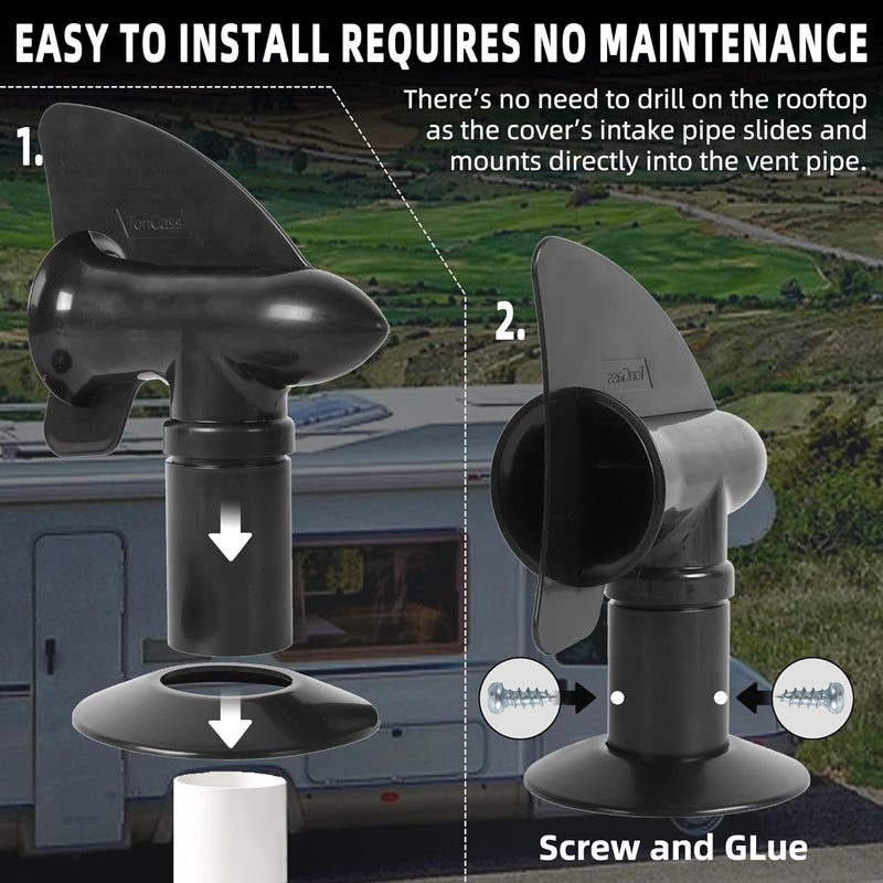 TonGass Black Rotating RV Sewer Vent Cover - Image 5