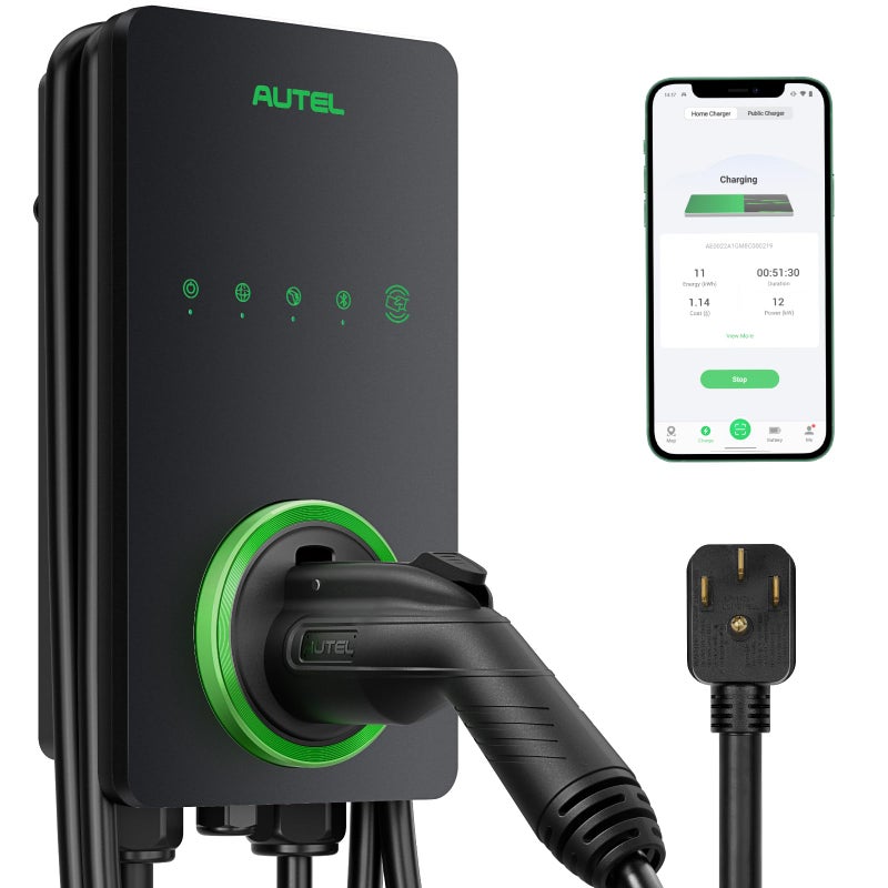 Autel Level 2 EV Charger 40 Amp Home Smart AI Electric Vehicle EV Charger WiFi and Bluetooth Enabled EVSE with inBody Holster and 25Foot Cable NEMA 1450 PlugDark Gray - Image 2
