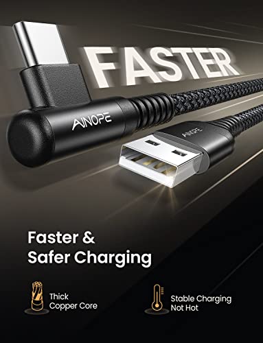 AINOPE 2-Pack Type C Charging Cable 3.1A Fast Charge, Right Angle [6.6ft+6.6ft] USB C Cable, Durable Nylon Braided Type C Charging Cable Fast Charge Compatible Galaxy S10 S9 S21, LG V30,V20,G6 - Image 5