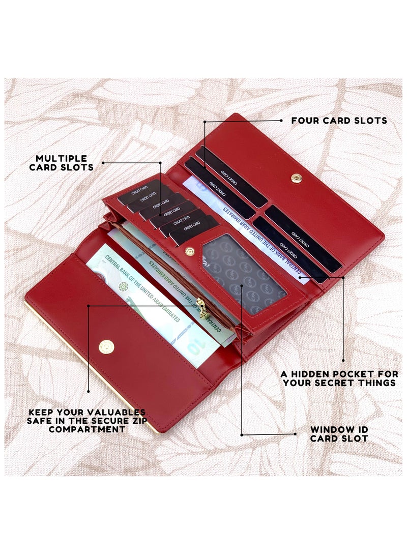 كلاسيك ميلانو - محفظة نسائية أنيقة من الجلد الصناعي مع حافظة بطاقات | محفظة عملات معدنية للنساء | محفظة نسائية نحيفة للاستخدام اليومي والسفر والهدايا