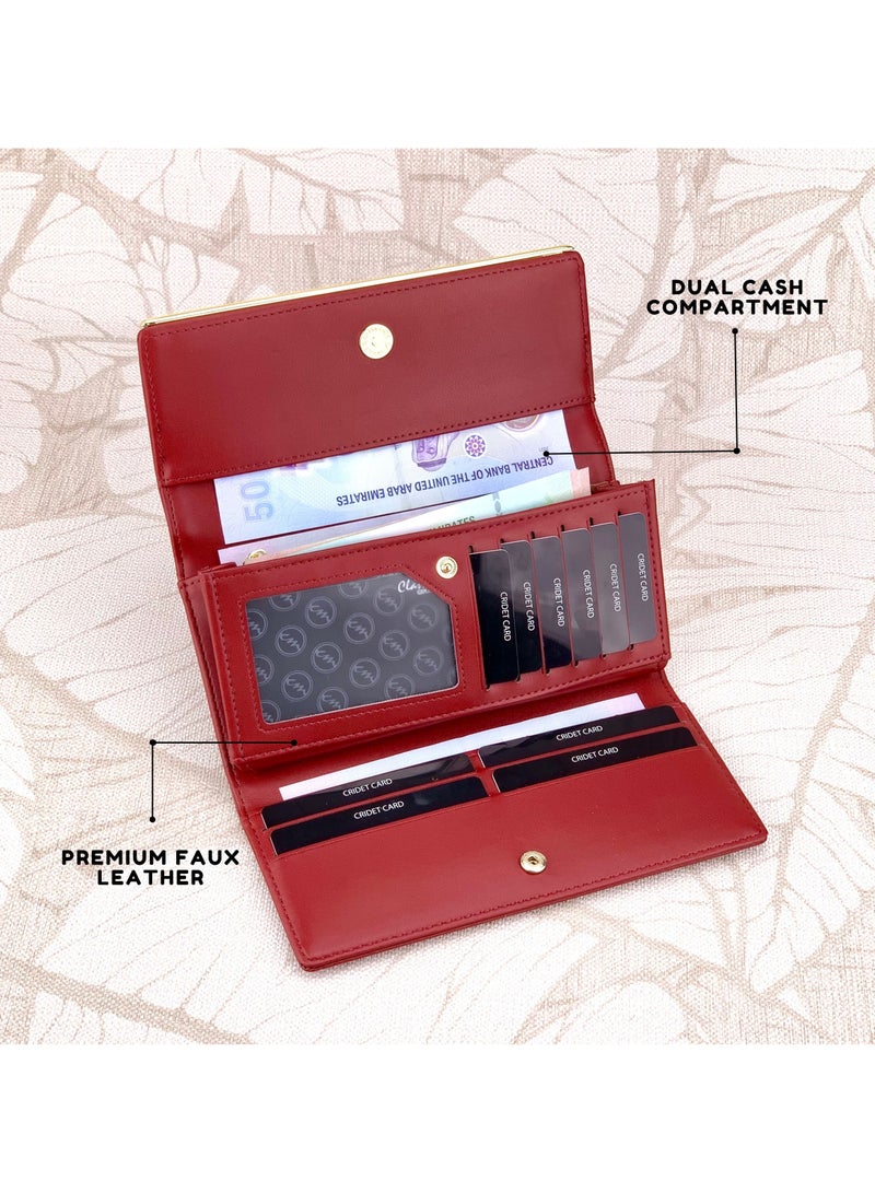 كلاسيك ميلانو - محفظة نسائية أنيقة من الجلد الصناعي مع حافظة بطاقات | محفظة عملات معدنية للنساء | محفظة نسائية نحيفة للاستخدام اليومي والسفر والهدايا