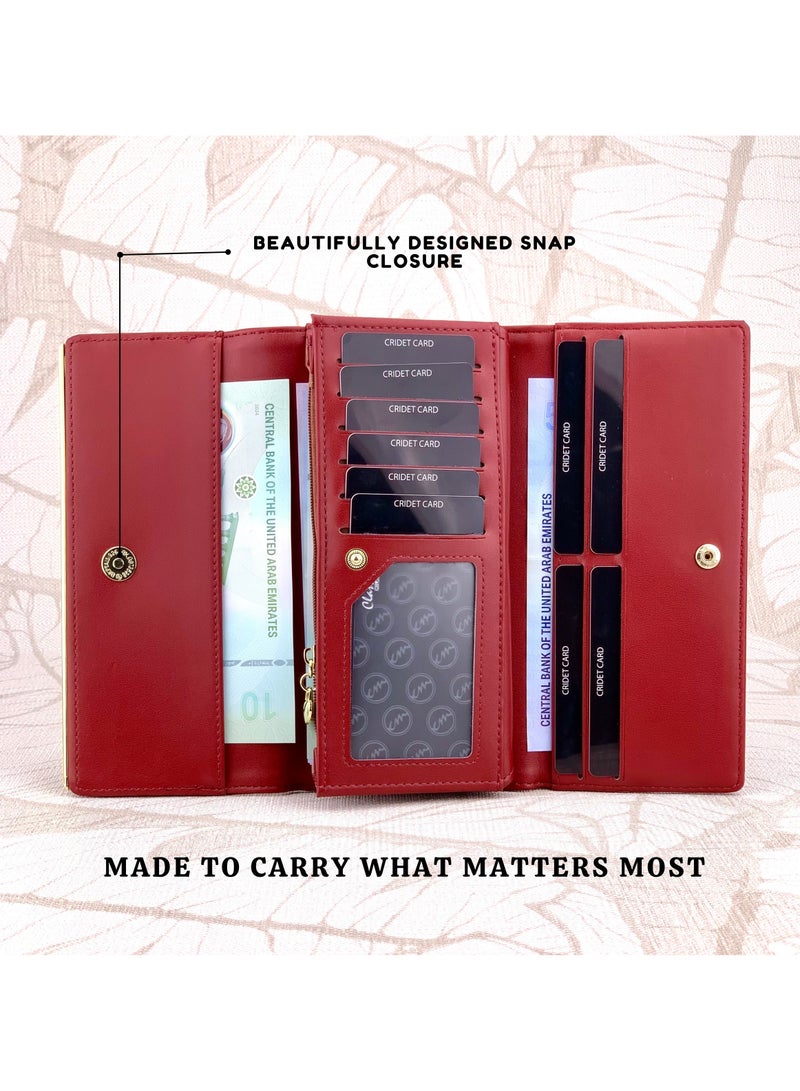 كلاسيك ميلانو - محفظة نسائية أنيقة من الجلد الصناعي مع حافظة بطاقات | محفظة عملات معدنية للنساء | محفظة نسائية نحيفة للاستخدام اليومي والسفر والهدايا