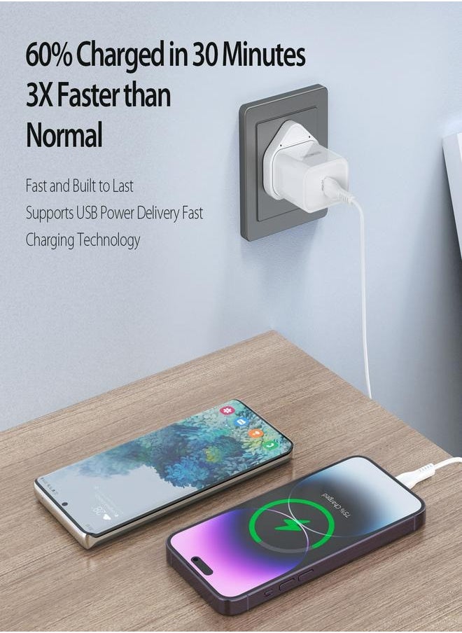 DUZZONA iPhone 20W Fast Charger | USB C Wall Charger with 1m USB C to Lightning Cable - Compatible with iPhone 14/14 Pro/14 Pro Max/13/12/SE2020/11/XR/XS Max/X/iPad  - Image 3