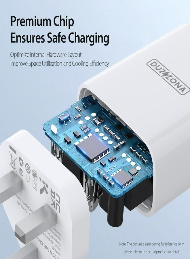 iPhone 20W Fast Charger | USB C Wall Charger with 1m USB C to Lightning Cable - Compatible with iPhone 14/14 Pro/14 Pro Max/13/12/SE2020/11/XR/XS Max/X/iPad