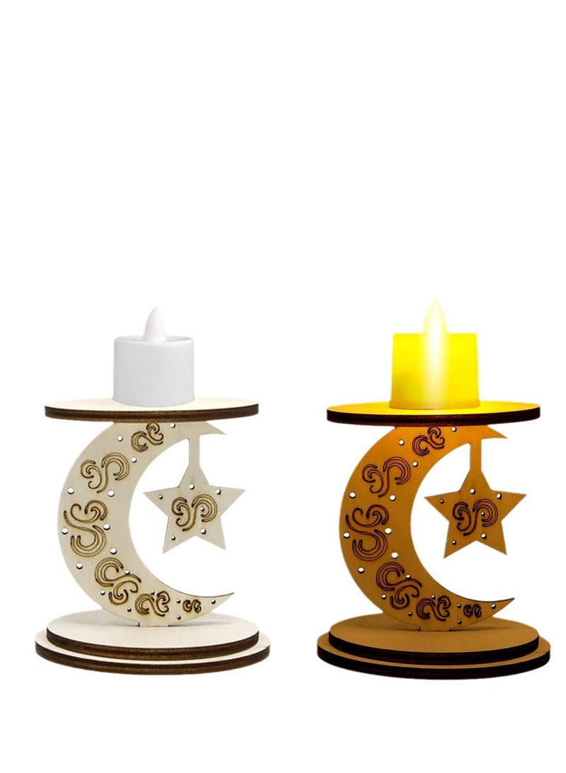 Self-Assembly Wooden Eid Decor LED-Lighted Candleholder Display - Image 2