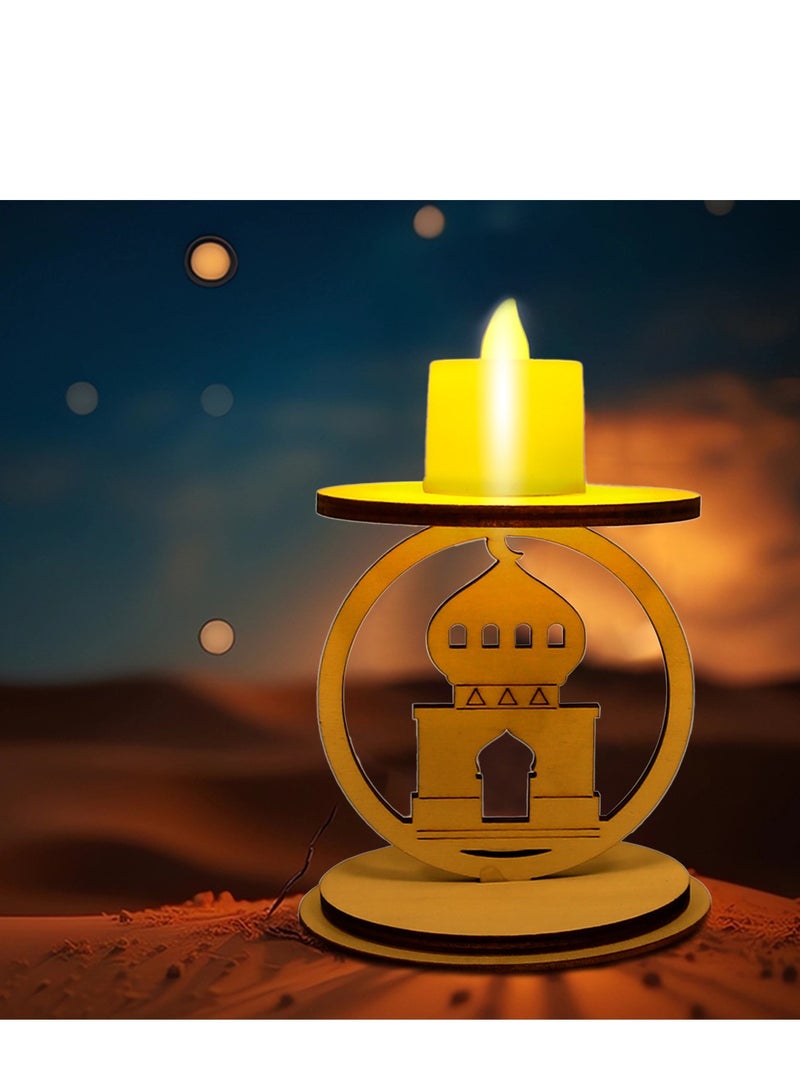 Self-Assembly Wooden Eid Decor LED-Lighted Candleholder Display - Image 1