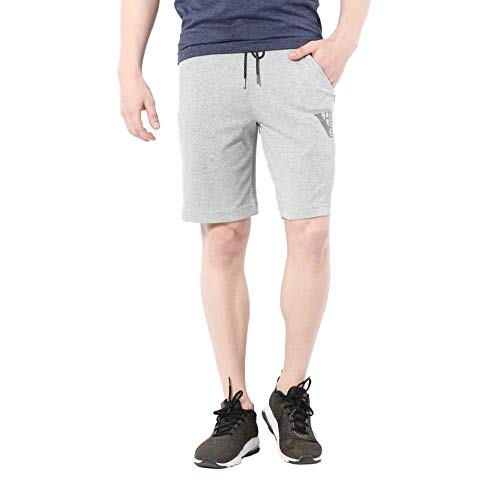 Van Heusen Athleisure Men Knit Shorts - Cotton Rich - Smart Tech, Easy Stain Release, Anti Stat, Ultra Soft, Quick Dry_50002_Grey Melange_L - Image 1