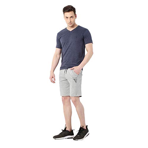 Van Heusen Athleisure Men Knit Shorts - Cotton Rich - Smart Tech, Easy Stain Release, Anti Stat, Ultra Soft, Quick Dry_50002_Grey Melange_L - Image 3