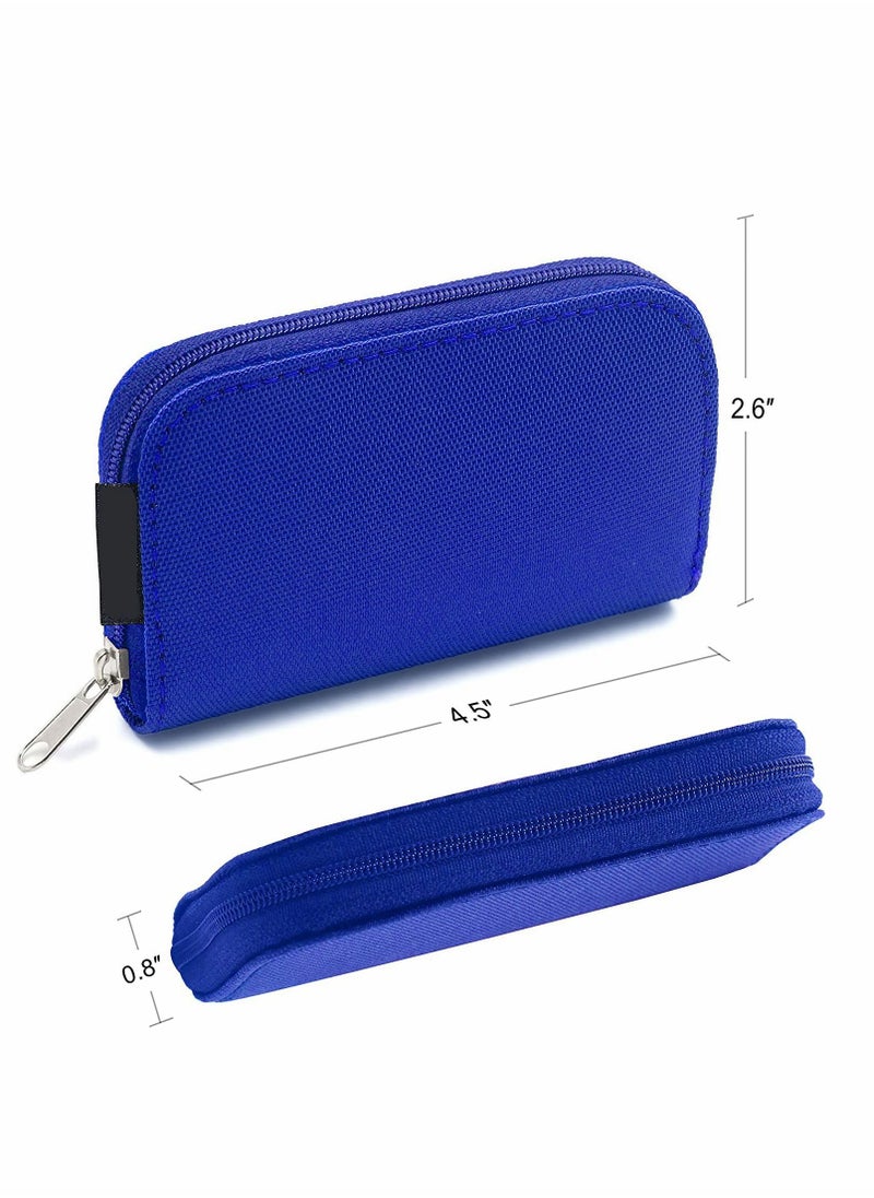 Memory Card Cases 22 Slot Zippered SD Micro SD CF SDXC SDHC MMC Secure Digital Memory Compact Flash Cards Carrying Holder Bags Pouch Organizer Keeper Media Storage Organization 1PCS 8 Pages Blue