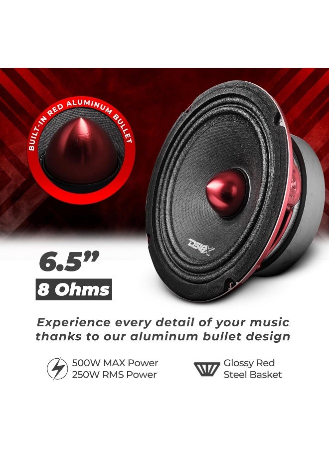 DS18 DS18 PRO-X6BM Loudspeaker - 6.5", Midrange, Red Aluminum Bullet, 500W Max, 250W RMS, 8 Ohms - Premium Quality Audio Door Speakers for Car or Truck Stereo Sound System (1 Speaker) - Image 2