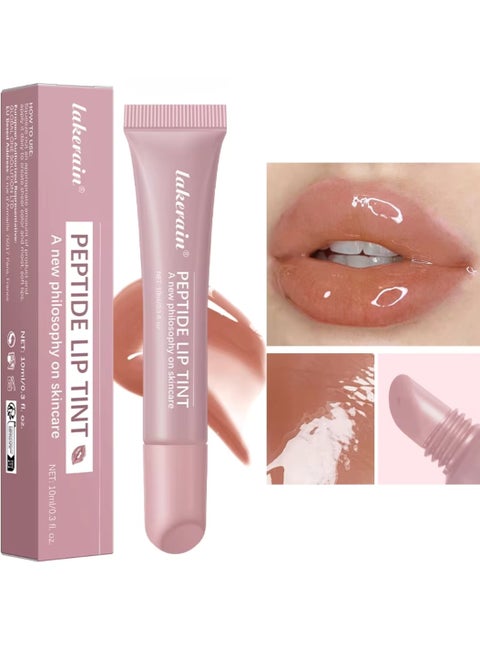 Peptide Lip Tint 2 in 1 Lip Gloss and Lip Treatment Plumper and Softer Lips Restore Replenish Dry Lips Lip Color Lipstick Lip Gloss Hydrating Moisturizing Lip Gloss 10ml Rose Gray 02
