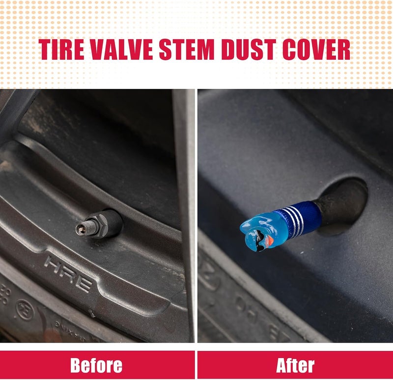 Rislobx 4Pcs Tire Valve Stem Cap Cover for Car SUV Truck, Valve Cover with Funny Duck Sunglasses, Decorative Tire Valve Caps Wheel Accessories (Blue Sunglasses Duck) - Image 3